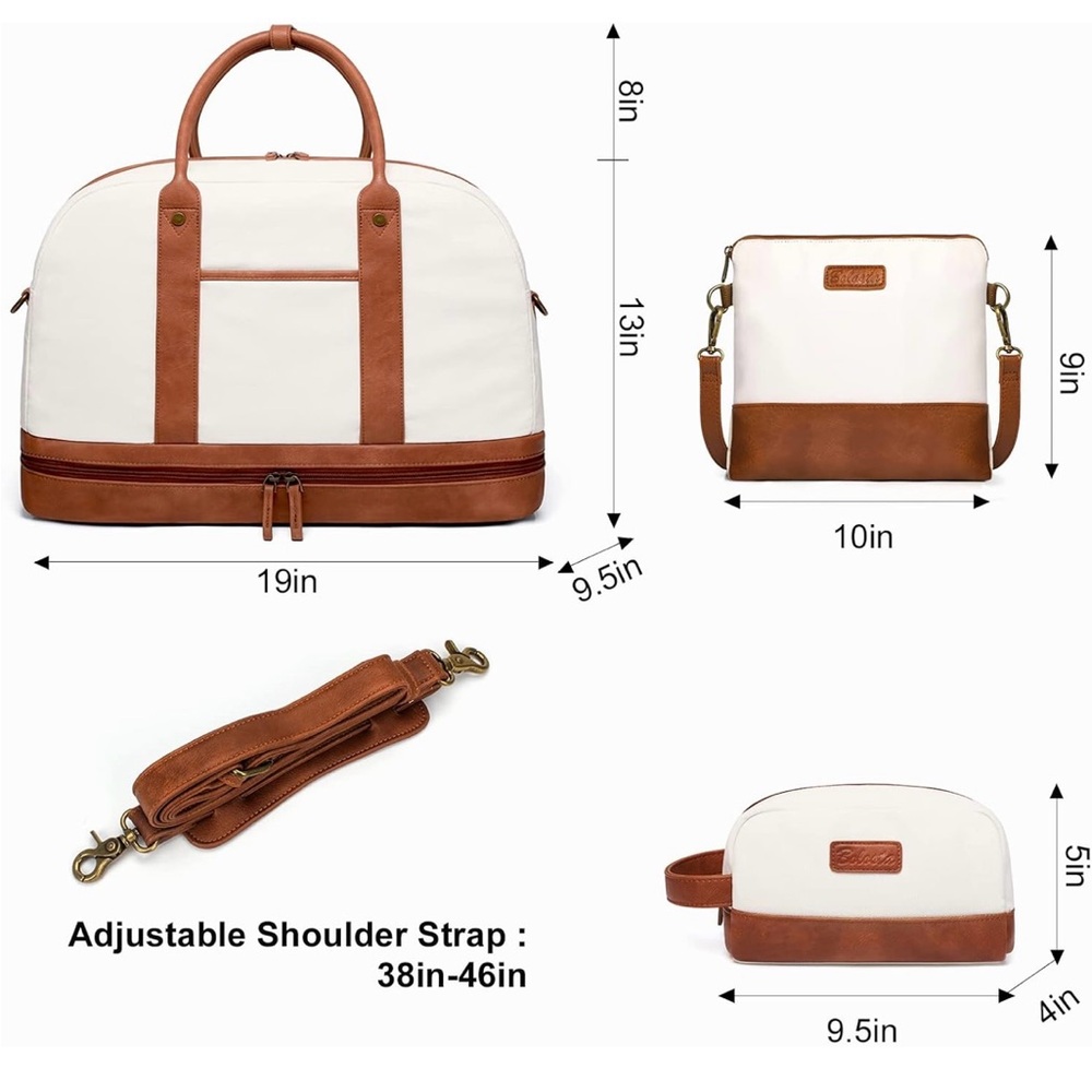 Large Canvas Weekender Bag Set - Picture 6 of 7